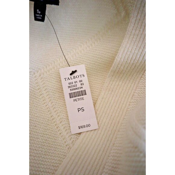 Talbots Women's Petite Sz S Cream Merino Wool Blend Sweater Cardigan - Picture 5 of 8